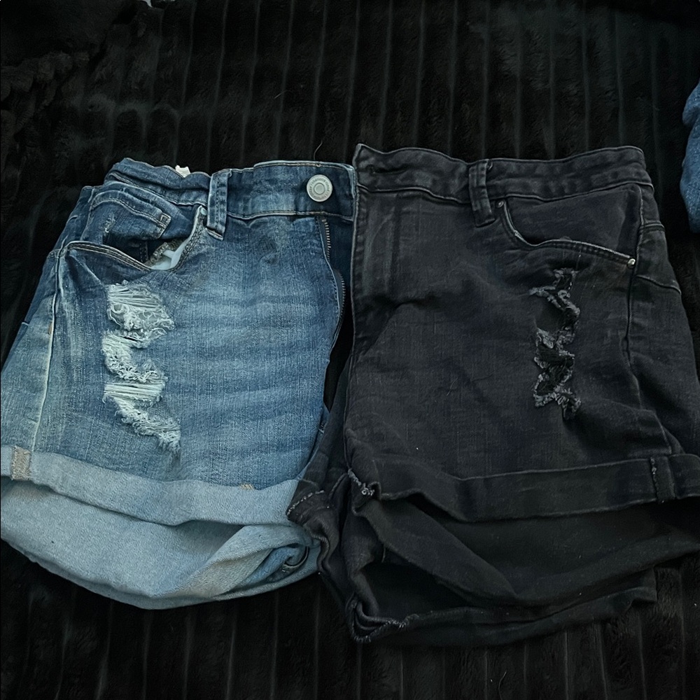 Charlotte Russe Blue and Black Cropped Jeans